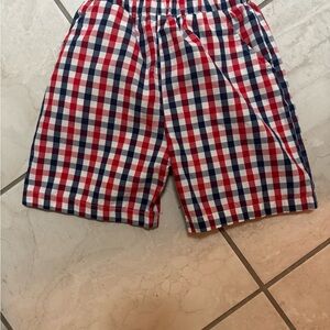 Boys Red and Blue Checkered Shorts